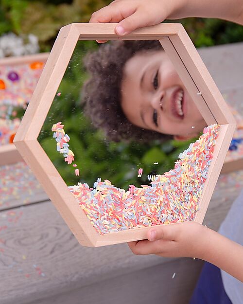 tickit Vassoi a Specchio in Legno di Faggio - 4 Pezzi - Forme Geometriche - 0+ Giochi Sensoriali_