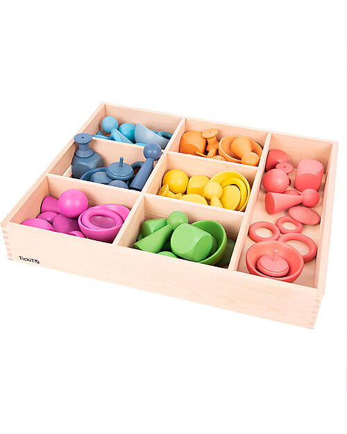 tickit Vassoio di Smistamento - 7 Vani - Legno Massello da Foreste Sostenibili Giochi Sensoriali_