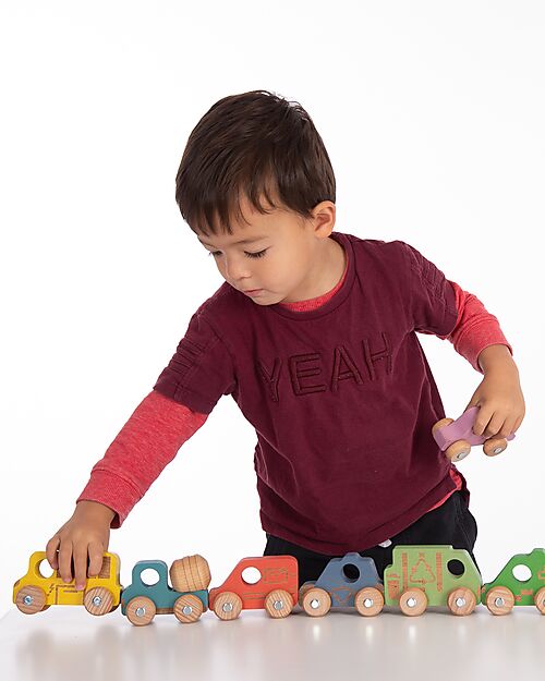 tickit Veicoli in Legno di Faggio FSC - Arcobaleno - 12 Pezzi - 12m+ Macchine e Trenini  in Legno
