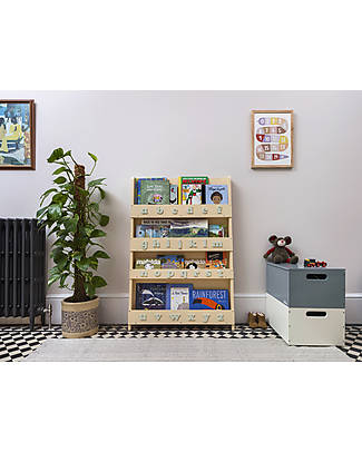Tidy Books Libreria Montessoriana Frontale per Bambini in Legno - Barley - Lettere 3D Minuscole Salvia Librerie Montessoriane