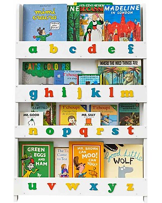 Tidy Books Libreria Montessoriana Frontale per Bambini in Legno - Lettere 3D - Bianca Lettere Minuscole Librerie Montessoriane