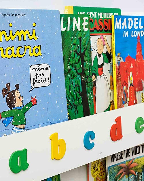 Tidy Books Libreria Montessoriana Frontale per Bambini in Legno - Lettere 3D - Bianca Lettere Minuscole Librerie Montessoriane