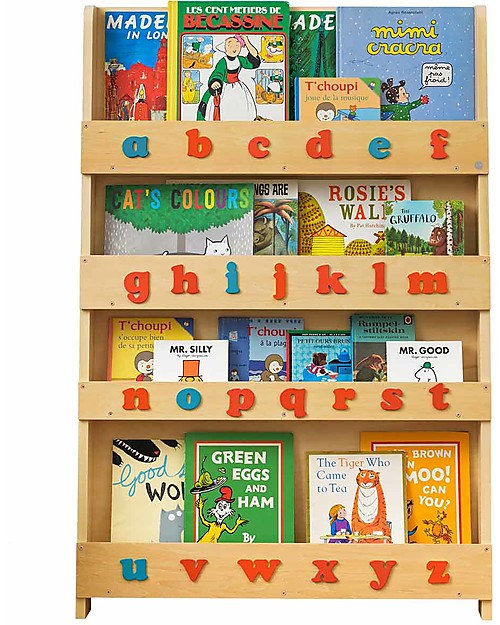 Tidy Books Libreria Montessoriana Frontale per Bambini in Legno - Lettere 3D Montessoriane - Naturale/Lettere Minuscole Librerie Montessoriane