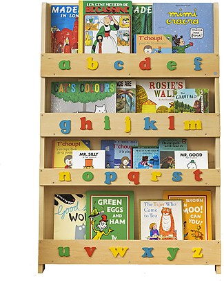 Tidy Books Libreria Montessoriana Frontale per Bambini in Legno - Lettere 3D - Naturale Lettere Minuscole Librerie