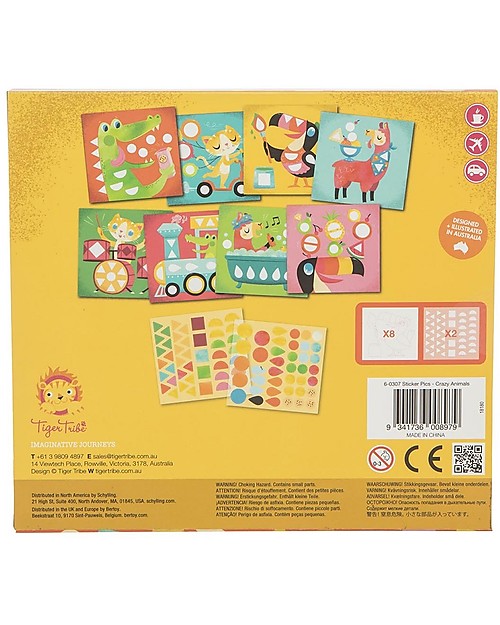 Tiger Tribe Gioco Sticker Pics, Crazy Animals - Il set completo per creare gli animali più buffi! Giochi Creativi