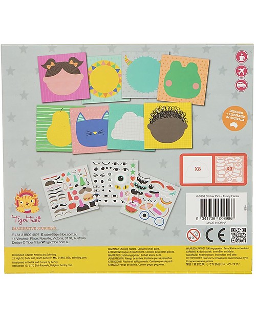 Tiger Tribe Gioco Sticker Pics, Funny Faces - Il set completo per crea le facce più buffe! Adesivi e Timbri
