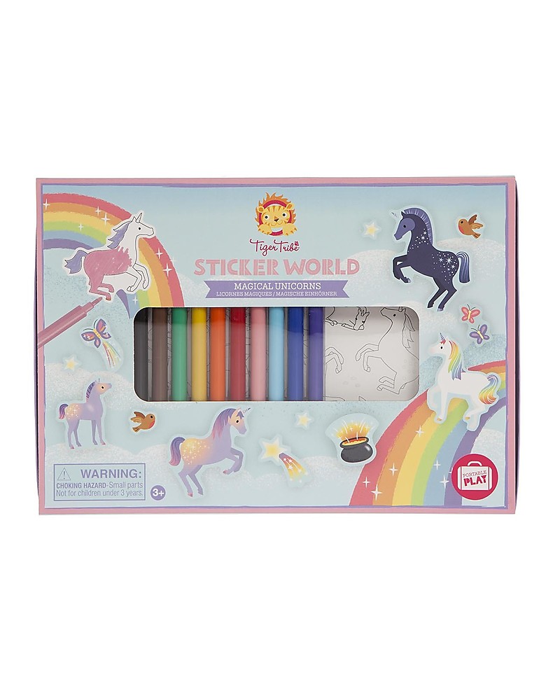 Tiger Tribe Set 200 Adesivi Colorati e da Colorare, Unicorni Magici bambina