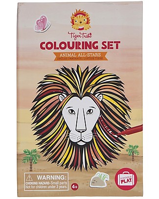 Tiger Tribe Set da Colorare, Animali - Include Album, Pennarelli e Adesivi! Colorare