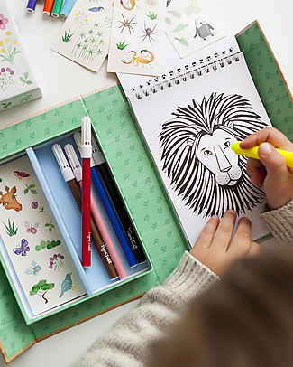 Tiger Tribe Set da Colorare, Animali - Include Album, Pennarelli e Adesivi! Disegnare e Colorare
