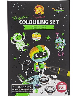 Tiger Tribe Set da Colorare Neon, Spazio - Include album, pennarelli fluorescenti e adesivi! Disegnare e Colorare