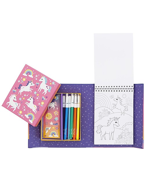 Tiger Tribe Set da Colorare, Unicorno - Include Album, Pennarelli e Adesivi! Disegnare e Colorare