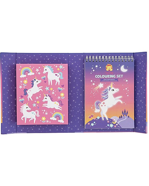 Tiger Tribe Set da Colorare, Unicorno - Include Album, Pennarelli e Adesivi! Disegnare e Colorare
