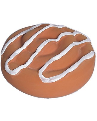 Tikiri 3-in-1 Sonaglio Biscottino Danese - Massaggiagengive - Gioco da Bagno - Bakery Items - 100% Caucciù Naturale Giochi Bagno