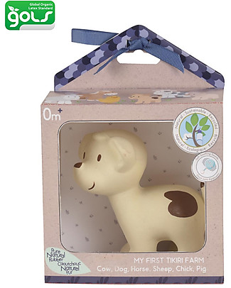 Tikiri 3-in-1 Sonaglio Cane, Massaggiagengive, Gioco da Bagno, My First Farm - Confezione Regalo - 100% Caucciù Naturale Giochi Bagno