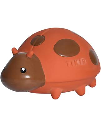 Tikiri 3-in-1 Sonaglio Coccinella - Massaggiagengive - Gioco da Bagno - Garden Animals - 100% Caucciù Naturale Massaggiagengive