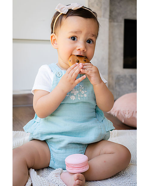 Tikiri 3-in-1 Sonaglio Cookie -  Massaggiagengive - Gioco da Bagno - Bakery Items - 100% Caucciù Naturale Massaggiagengive