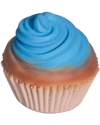 Tikiri 3-in-1 Sonaglio Cupcake - Massaggiagengive - Gioco da Bagno - Bakery Items - 100% Caucciù Naturale Giochi Bagno
