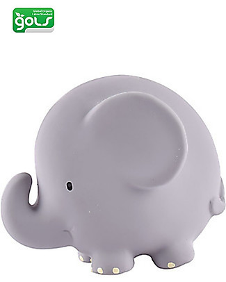 Tikiri 3-in-1 Sonaglio Elefante, Massaggiagengive, Gioco da Bagno, My First Zoo - 100% Caucciù Naturale Giochi Bagno