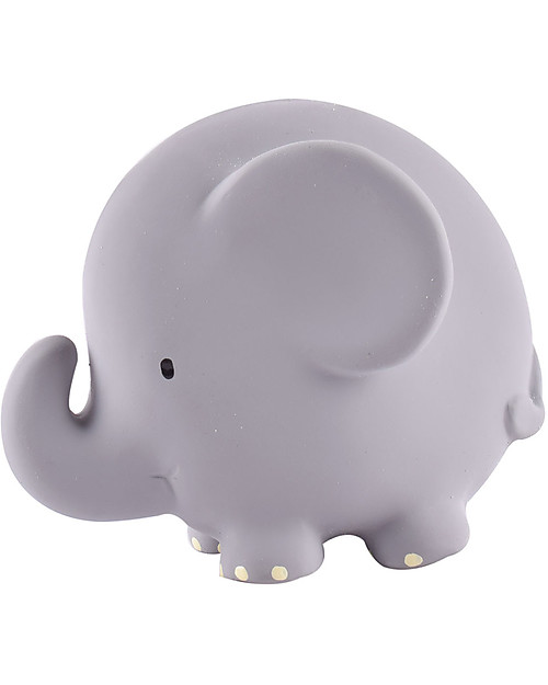 Tikiri 3-in-1 Sonaglio Elefante, Massaggiagengive, Gioco da Bagno,  My First Zoo - 100% Caucciù Naturale Giochi Bagno