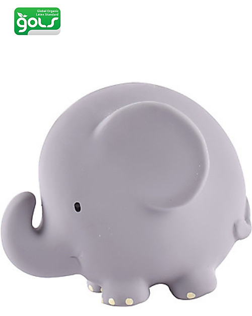 Tikiri 3-in-1 Sonaglio Elefante, Massaggiagengive, Gioco da Bagno, My First Zoo - Confezione Regalo - 100% Caucciù Naturale Giochi Bagno