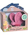 Tikiri 3-in-1 Sonaglio Farfalla -  Massaggiagengive - Gioco da Bagno - Garden Animals - 100% Caucciù Naturale Giochi Bagno