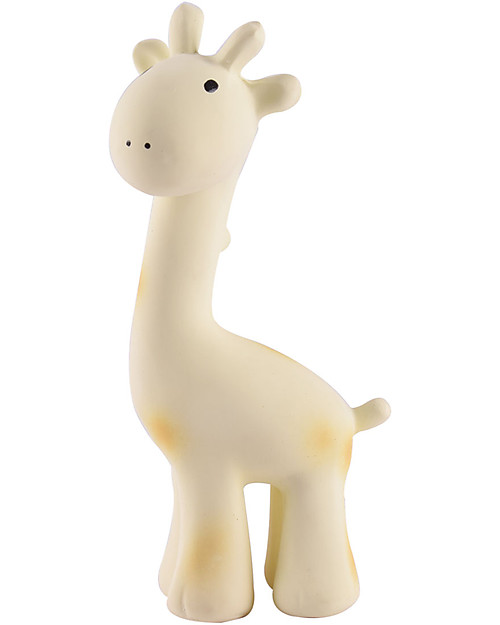 Tikiri 3-in-1 Sonaglio Giraffa, Massaggiagengive, Gioco da Bagno, My First Zoo - 100% Caucciù Naturale Giochi Bagno