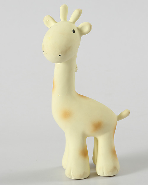 Tikiri 3-in-1 Sonaglio Giraffa, Massaggiagengive, Gioco da Bagno, My First Zoo - 100% Caucciù Naturale Giochi Bagno