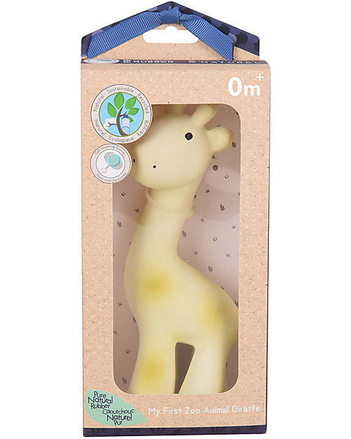 Tikiri 3-in-1 Sonaglio Giraffa, Massaggiagengive, Gioco da Bagno, My First Zoo - Confezione Regalo - 100% Caucciù Naturale Giochi Bagno