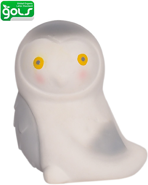 Tikiri 3-in-1 Sonaglio Gufo delle Nevi, Massaggiagengive, Gioco da Bagno, My First Arctic Animals - 100% Caucciù Naturale Giochi Bagno