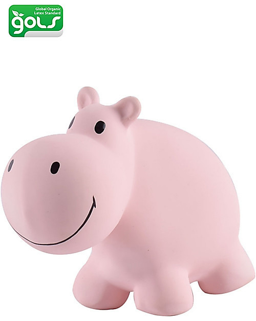 Tikiri 3-in-1 Sonaglio Ippopotamo, Massaggiagengive, Gioco da Bagno, My First Zoo - 100% Caucciù Naturale Giochi Bagno