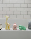 Tikiri 3-in-1 Sonaglio Ippopotamo, Massaggiagengive, Gioco da Bagno, My First Zoo - 100% Caucciù Naturale Giochi Bagno