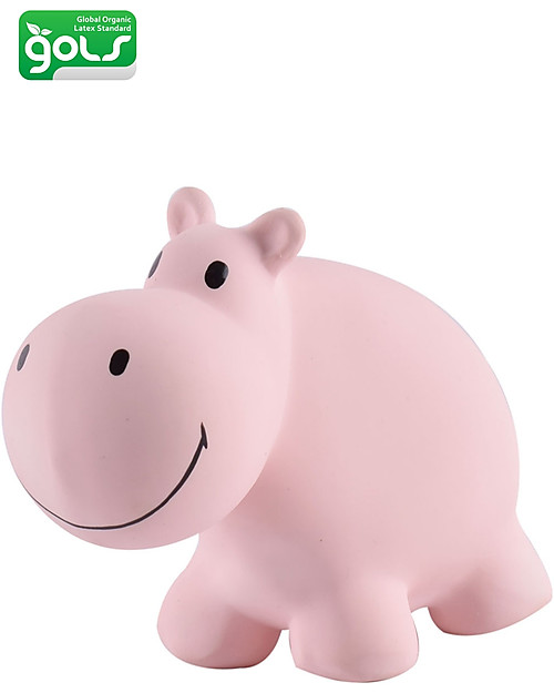 Tikiri 3-in-1 Sonaglio Ippopotamo, Massaggiagengive, Gioco da Bagno, My First Zoo - Confezione Regalo - 100% Caucciù Naturale Giochi Bagno