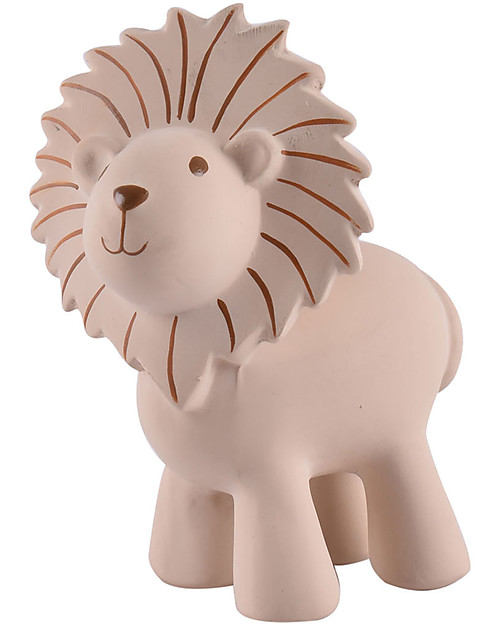 Tikiri 3-in-1 Sonaglio Leone, Massaggiagengive, Gioco da Bagno, My First Zoo - 100% Caucciù Naturale Giochi Bagno