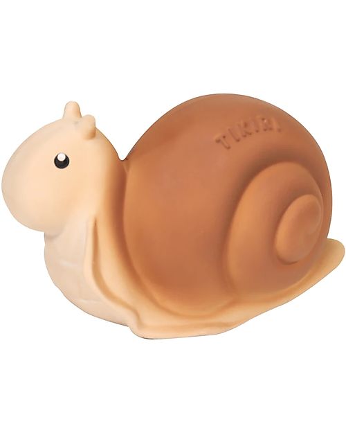 Tikiri 3-in-1 Sonaglio Lumaca - Massaggiagengive - Gioco da Bagno - Garden Animals - 100% Caucciù Naturale Massaggiagengive