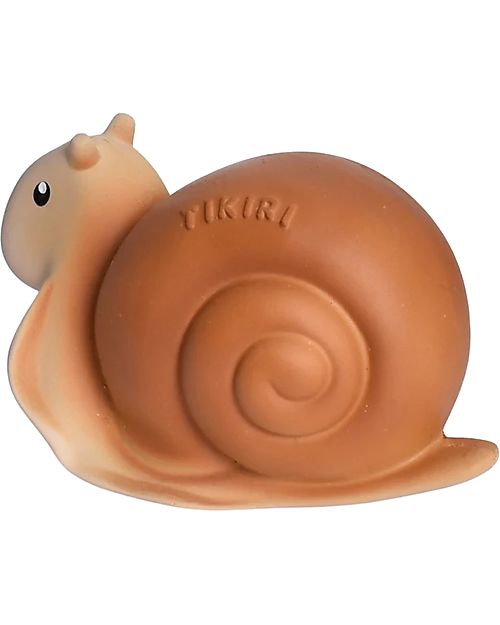 Tikiri 3-in-1 Sonaglio Lumaca - Massaggiagengive - Gioco da Bagno - Garden Animals - 100% Caucciù Naturale Massaggiagengive