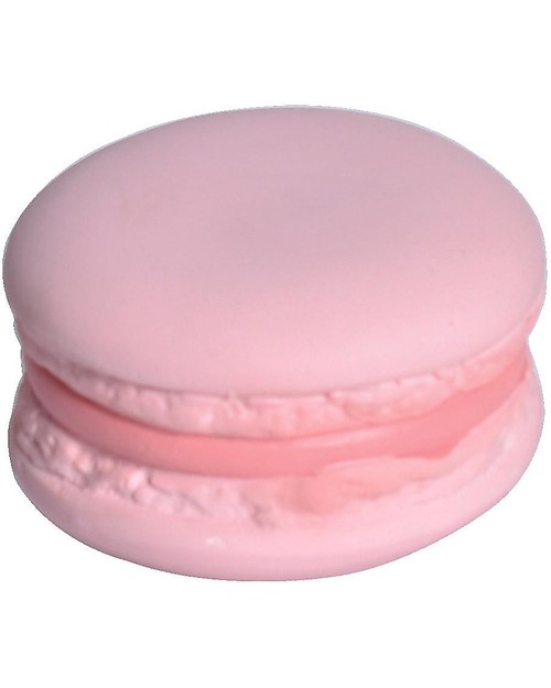 Tikiri 3-in-1 Sonaglio Macaroon  -  Massaggiagengive - Gioco da Bagno - Bakery Items - 100% Caucciù Naturale Massaggiagengive