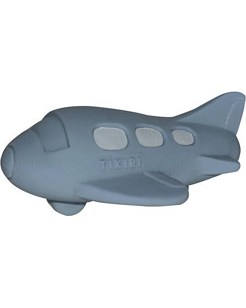 Tikiri 3-in-1 Sonaglio - Massaggiagengive - Gioco da Bagno - Aereoplano - Vroom Vroom Friends - Confezione Regalo - 100% Caucciù Naturale Giochi Bagno