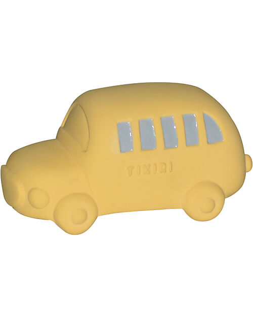 Tikiri 3-in-1 Sonaglio - Massaggiagengive - Gioco da Bagno - Bus - Vroom Vroom Friends - Confezione Regalo - 100% Caucciù Naturale Giochi Bagno