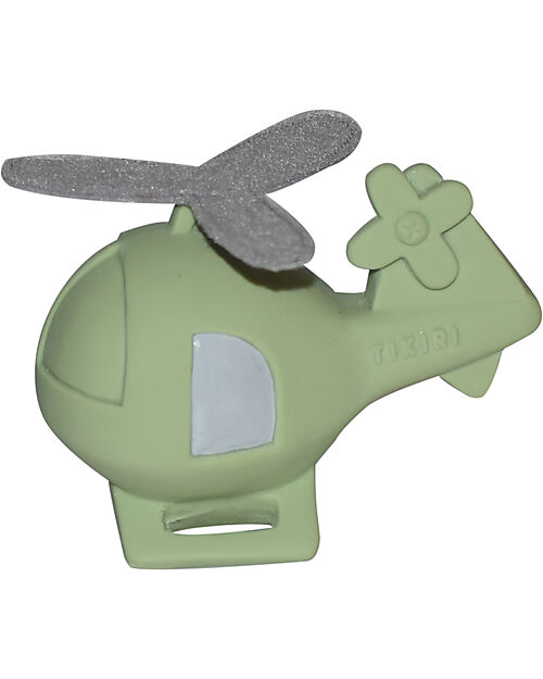 Tikiri 3-in-1 Sonaglio - Massaggiagengive - Gioco da Bagno - Elicottero - Vroom Vroom Friends - Confezione Regalo - 100% Caucciù Naturale Giochi Bagno