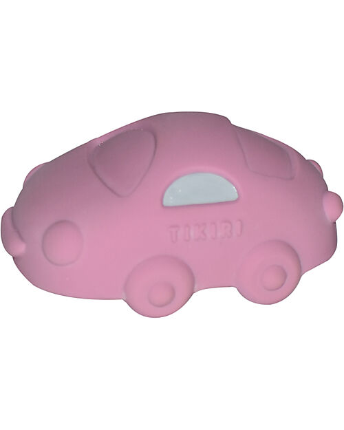 Tikiri 3-in-1 Sonaglio - Massaggiagengive - Gioco da Bagno - Macchina - Vroom Vroom Friends - Confezione Regalo - 100% Caucciù Naturale Giochi Bagno