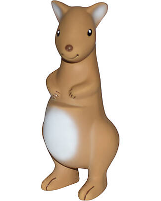 Tikiri 3-in-1 Sonaglio, Massaggiagengive, Gioco da Bagno - My First Australian Animals - Canguro - 100% Caucciù Naturale Giochi Bagno
