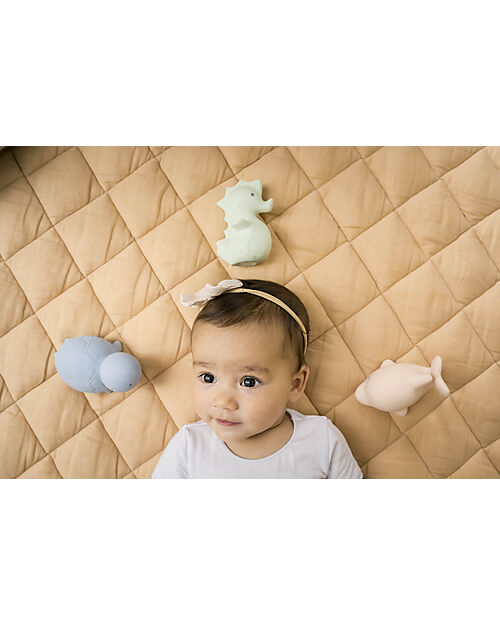 Tikiri 3-in-1 Sonaglio - Massaggiagengive - Gioco da Bagno - Set 3 pz - My First Ocean - 100% Caucciù Naturale Giochi Bagno