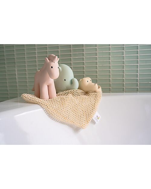 Tikiri 3-in-1 Sonaglio - Massaggiagengive - Gioco da Bagno - Set 3 pz - My First Safari - 100% Caucciù Naturale Giochi Bagno