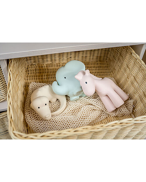 Tikiri 3-in-1 Sonaglio - Massaggiagengive - Gioco da Bagno - Set 3 pz - My First Safari - 100% Caucciù Naturale Giochi Bagno