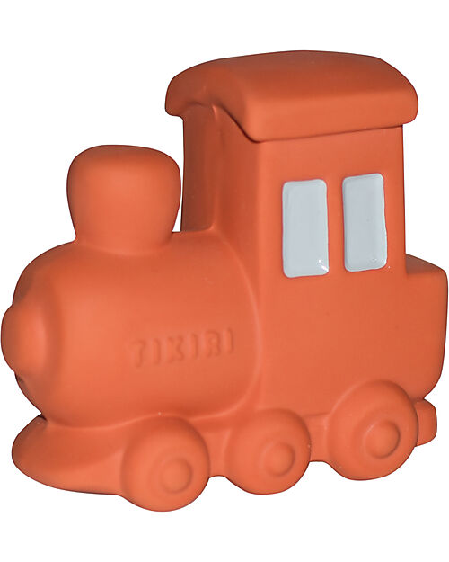 Tikiri 3-in-1 Sonaglio - Massaggiagengive - Gioco da Bagno - Treno - Vroom Vroom Friends - 100% Caucciù Naturale Giochi Bagno