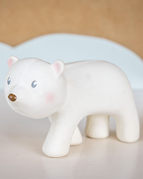 Tikiri 3-in-1 Sonaglio Orso Polare - Massaggiagengive - Gioco da Bagno - My First Arctic Animals - Confezione Regalo - 100% Caucciù Naturale Giochi Bagno