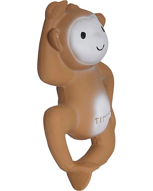 Tikiri 3-in-1 Sonaglio Scimmia, Massaggiagengive, Gioco da Bagno, My First Zoo - Confezione Regalo - 100% Caucciù Naturale Massaggiagengive