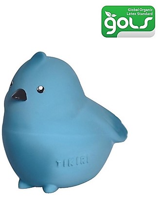 Tikiri 3-in-1 Sonaglio Uccellino - Massaggiagengive - Gioco da Bagno - Garden Animals - 100% Caucciù Naturale Giochi Bagno
