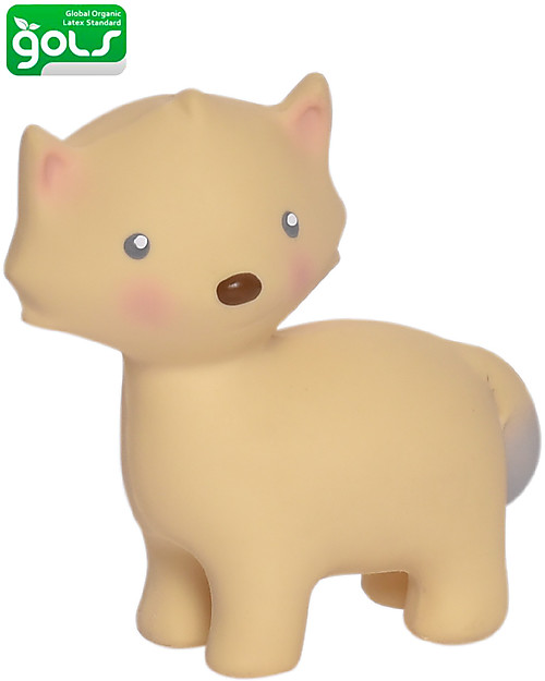 Tikiri 3-in-1 Sonaglio Volpe, Massaggiagengive, Gioco da Bagno, My First Arctic Animals - 100% Caucciù Naturale Giochi Bagno