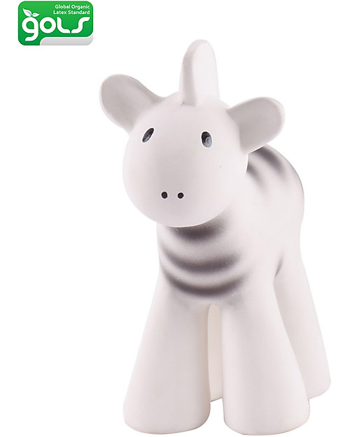 Tikiri 3-in-1 Sonaglio Zebra, Massaggiagengive, Gioco da Bagno,, My First Zoo - Confezione Regalo - 100% Caucciù Naturale Giochi Bagno